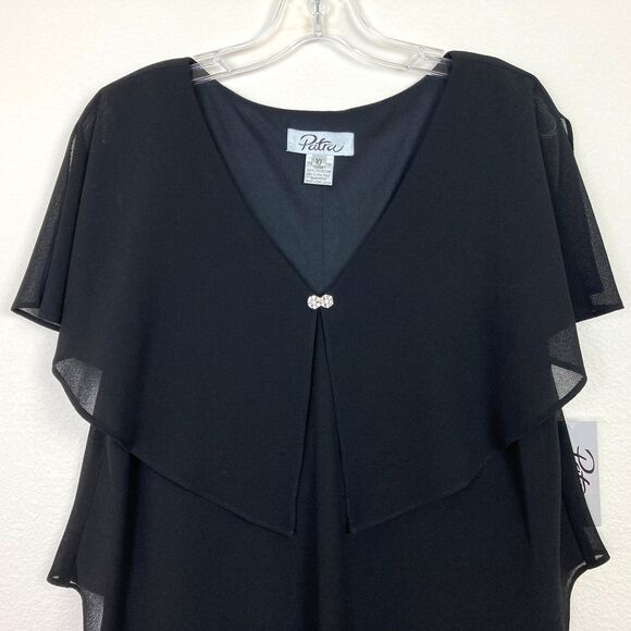 Patra Dress Size 10 Black Layered Chiffon Tiered Dress Minimalist Party Formal - Picture 2 of 8